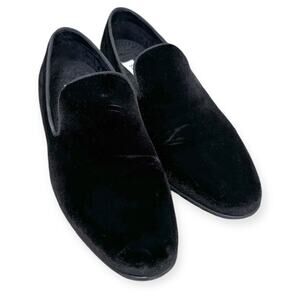 Steve Madden Black Velvet Laight Loafer Smoking Slipper Dress Shoes Men's 7
